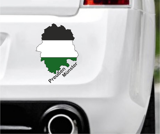 Autoaufkleber - Münster - Preußen - NRW - schwarz-weis-grün - Fussball - Wappen StaatsUmriss Flagge