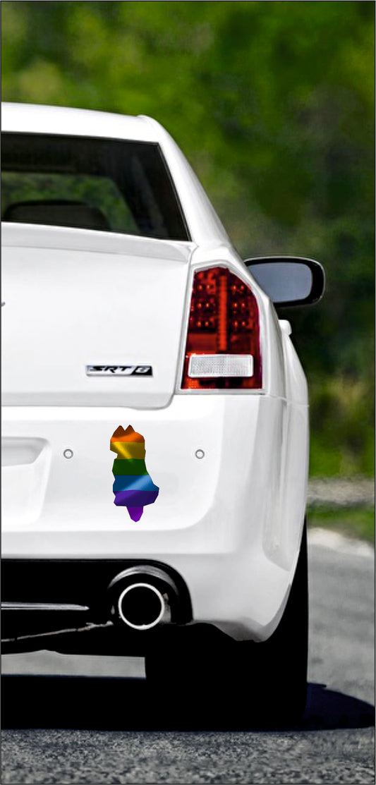 Autoaufkleber -  Albanien - Regenbogen - glanz - StaatsUmriss