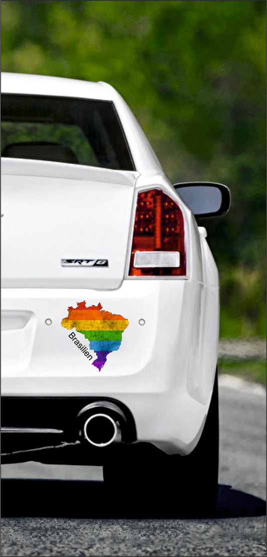Autoaufkleber -  Brasilien - Regenbogen - glanz - StaatsUmriss