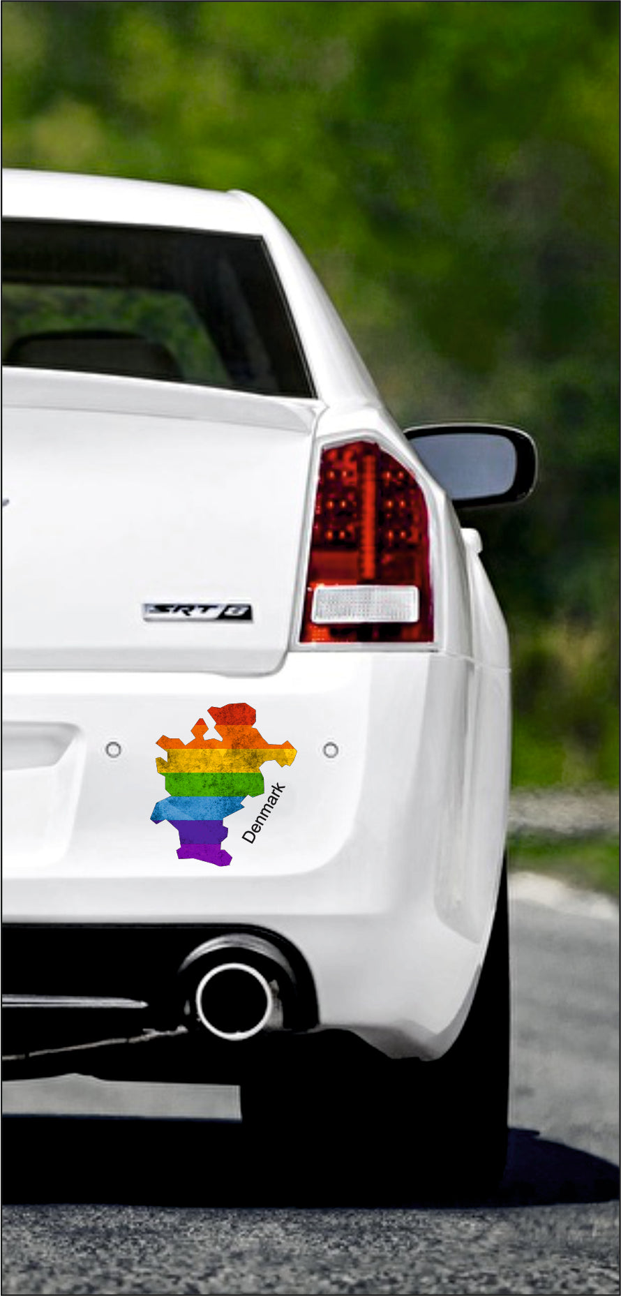 Autoaufkleber -  Dänemark - Denmark - Regenbogen - glanz - StaatsUmriss