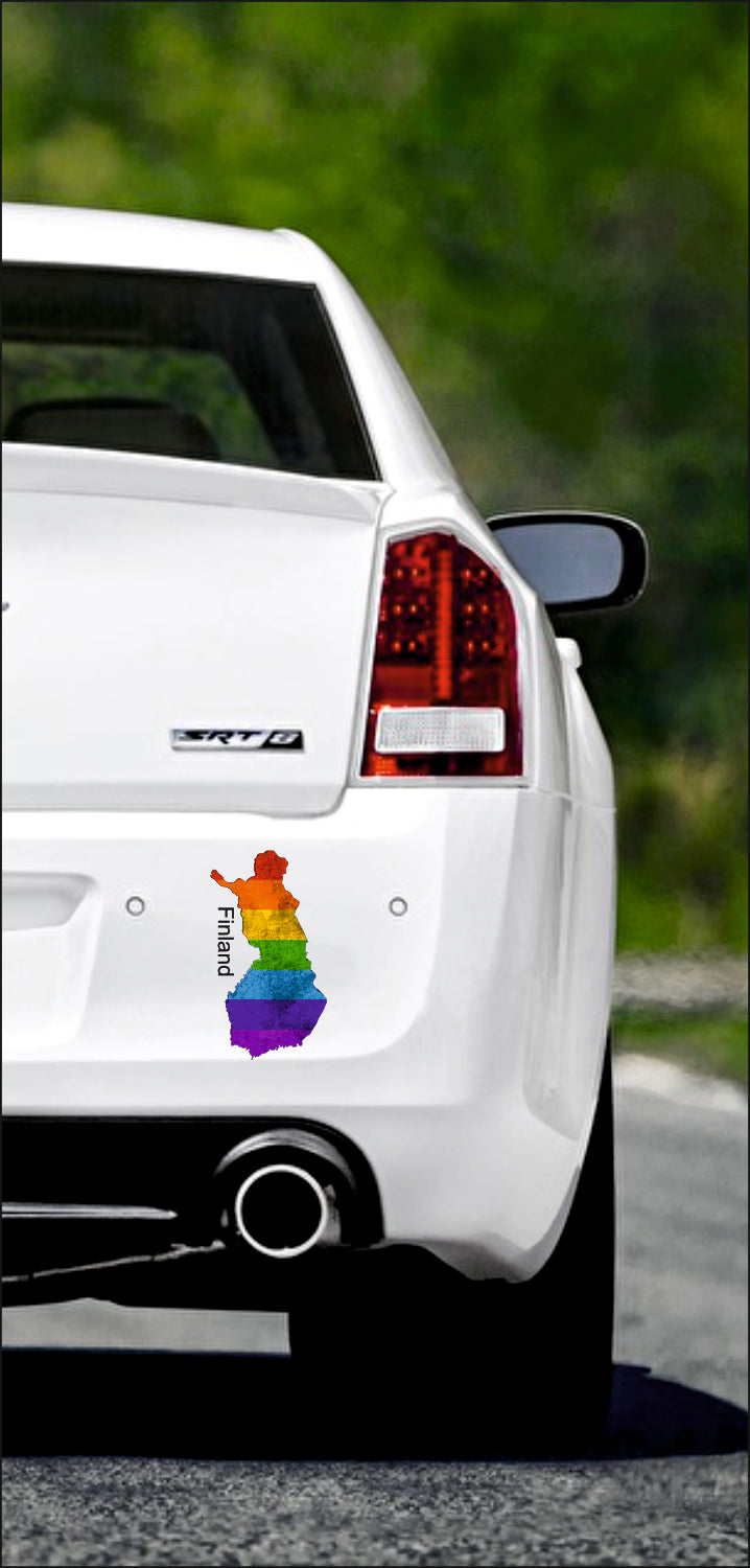 Autoaufkleber -  Finnland - Suomi - Regenbogen - glanz - StaatsUmriss