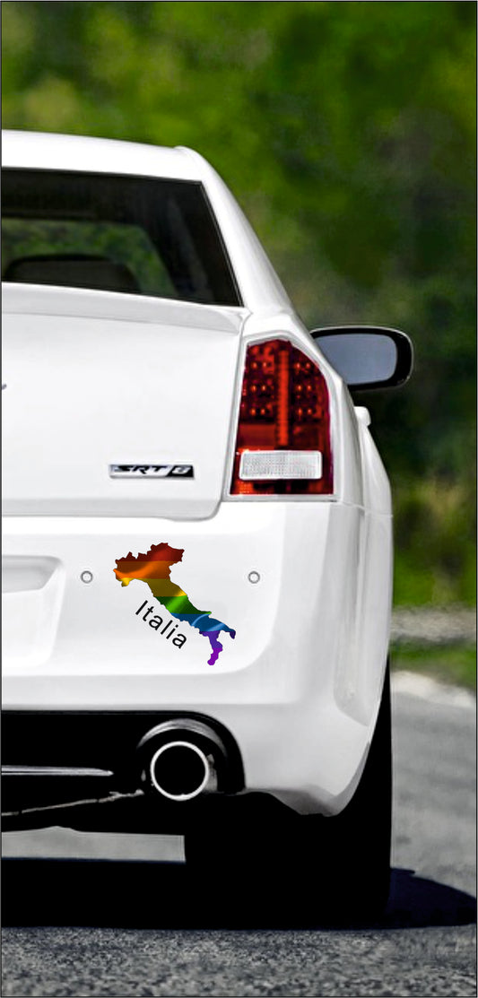 Autoaufkleber -  Italien - Italia - Regenbogen - glanz - StaatsUmriss