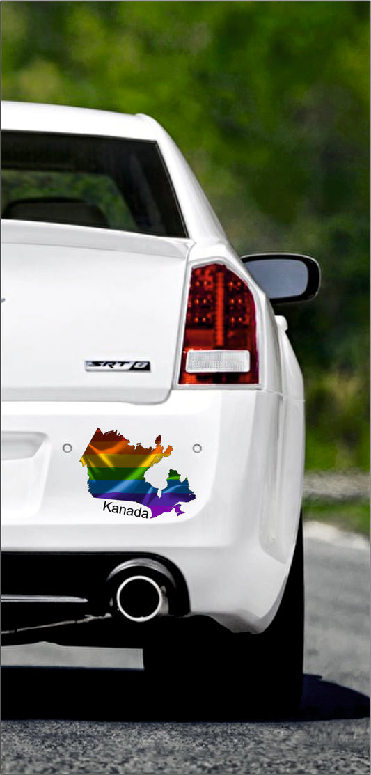 Autoaufkleber -  Kanada Text deutsch - Regenbogen glanz StaatsUmriss