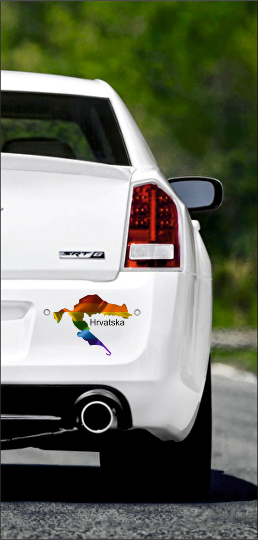 Autoaufkleber -  Kroatien - Hrvatska - Regenbogen - glanz - StaatsUmriss