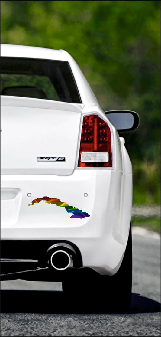 Autoaufkleber -  Kuba - Regenbogen - glanz - StaatsUmriss