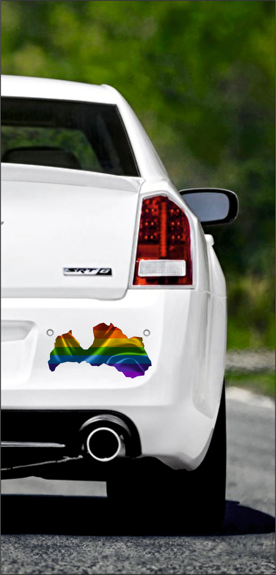 Autoaufkleber -  Lettland - Latvija - Regenbogen - glanz - StaatsUmriss
