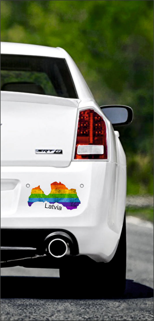 Autoaufkleber -  Lettland - Latvia - Regenbogen StaatsUmriss