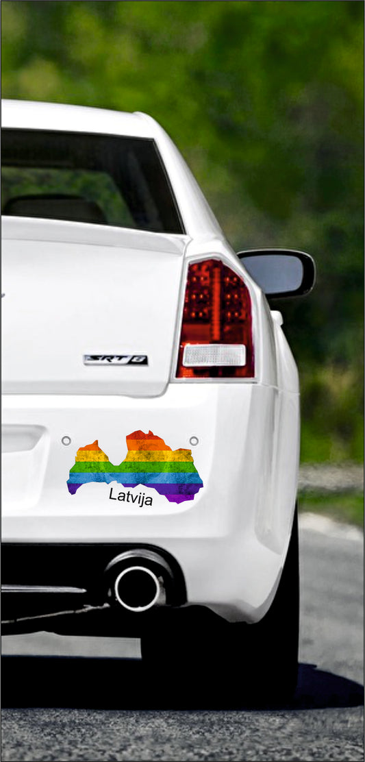 Autoaufkleber -  Lettland - Latvija - Regenbogen StaatsUmriss