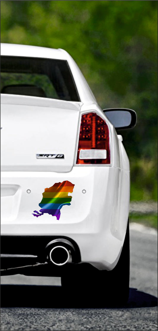 Autoaufkleber -  Niederlande - Regenbogen - glanz - StaatsUmriss