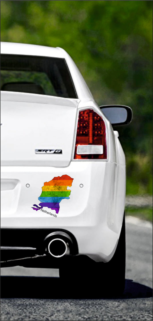 Autoaufkleber -  Niederlande - Netherlands - Regenbogen StaatsUmriss
