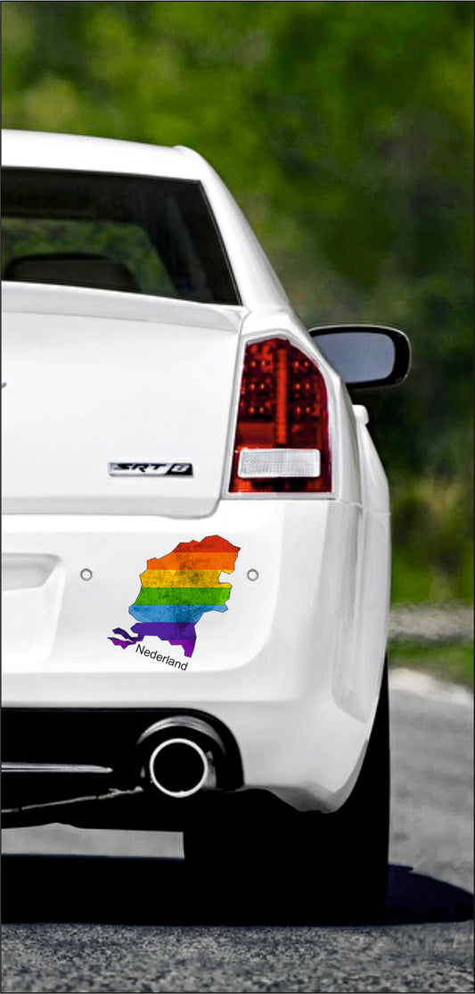 Autoaufkleber -  Niederlande - Nederland - Regenbogen StaatsUmriss