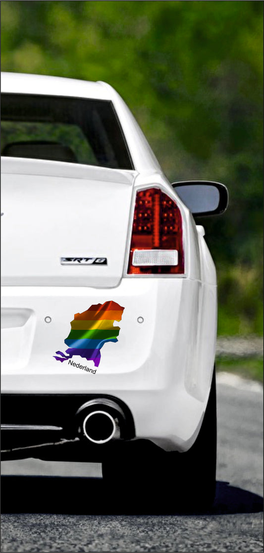Autoaufkleber -  Niederlande - Nederland - Regenbogen - glanz - StaatsUmriss