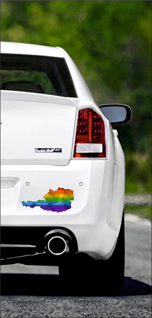 Autoaufkleber -  Österreich - Regenbogen StaatsUmriss