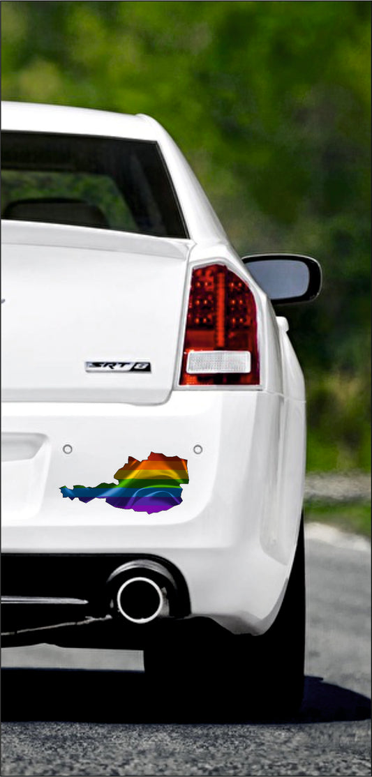 Autoaufkleber -  Österreich - Regenbogen - glanz - StaatsUmriss