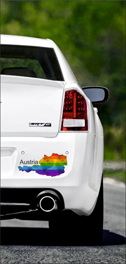 Autoaufkleber -  Österreich - Austria - Regenbogen - glanz - StaatsUmriss