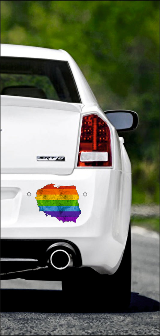 Autoaufkleber -  Polen - Regenbogen StaatsUmriss