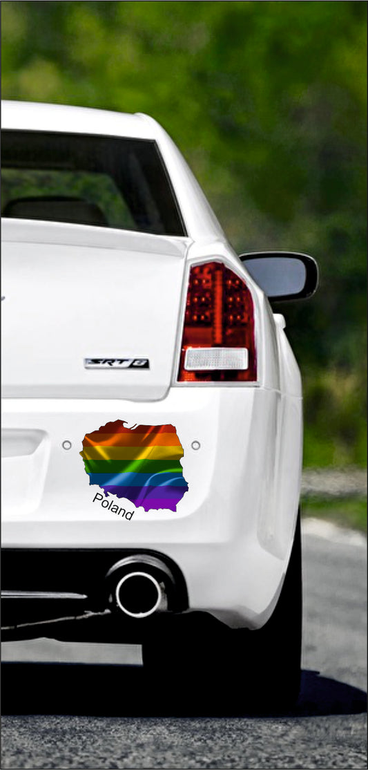 Autoaufkleber -  Polen - Poland - Regenbogen - glanz - StaatsUmriss