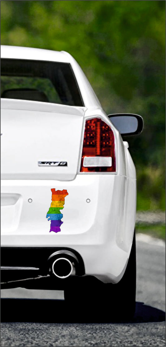 Autoaufkleber -  Portugal - Regenbogen StaatsUmriss