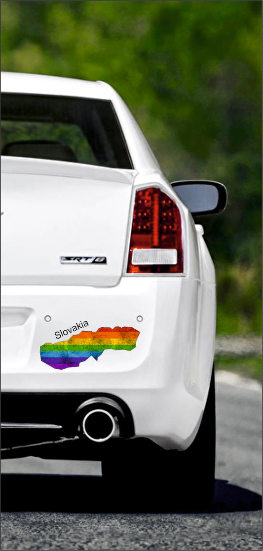 Autoaufkleber -  Slowakei - Slovakia - Regenbogen StaatsUmriss