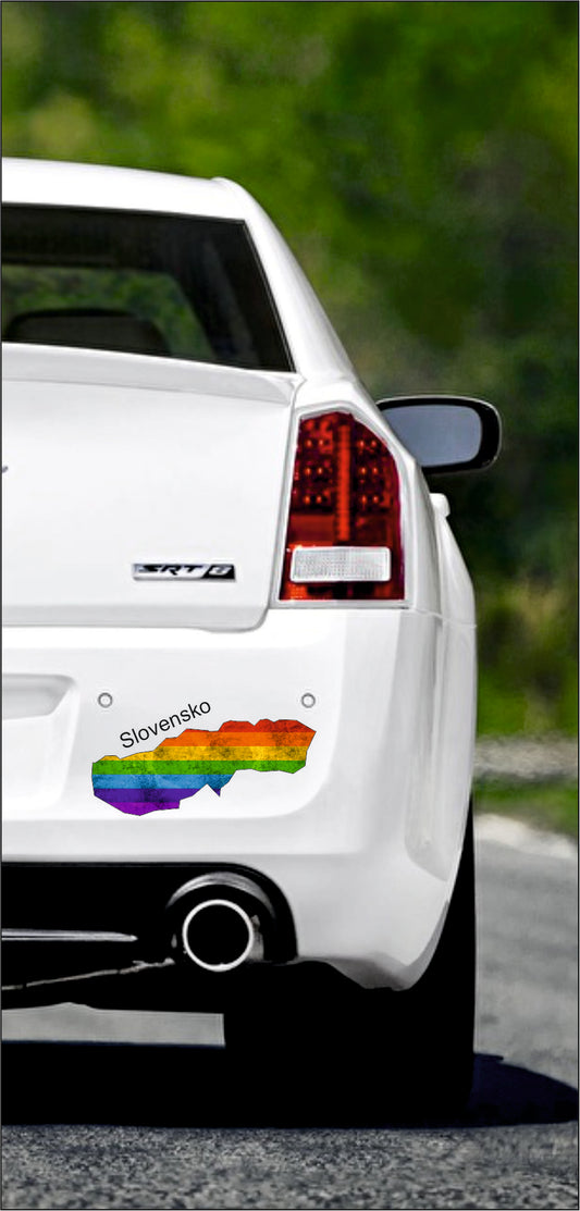 Autoaufkleber -  Slowakei - Slovensko - Regenbogen StaatsUmriss