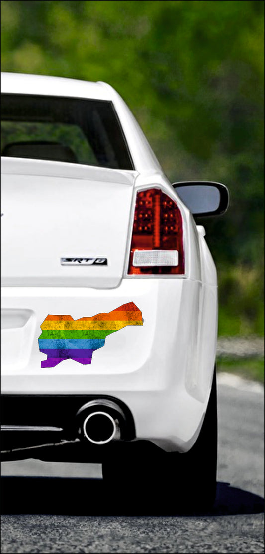 Autoaufkleber -  Slowenien - Regenbogen StaatsUmriss