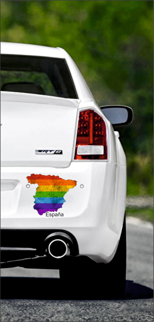 Autoaufkleber -  Spanien - España - Regenbogen StaatsUmriss