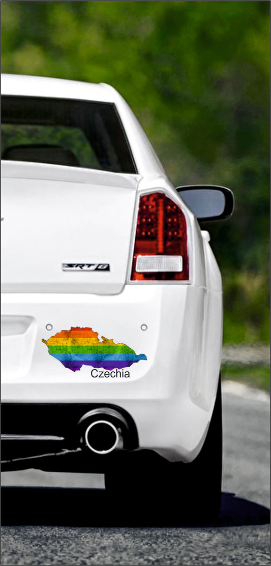 Autoaufkleber -  Tschechei - Czechia - Regenbogen StaatsUmriss