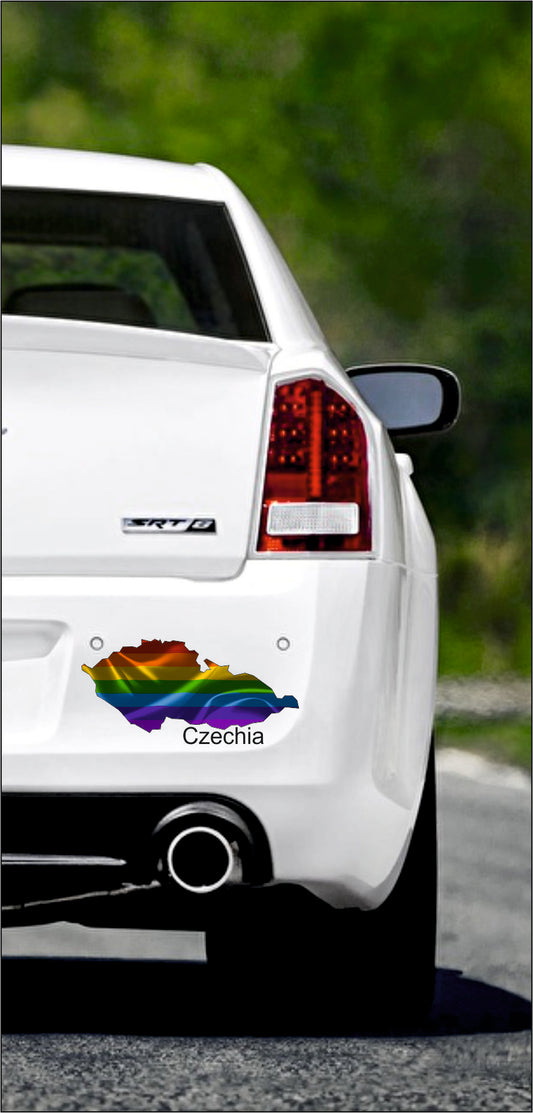 Autoaufkleber -  Tschechei - Czechia - Regenbogen - glanz - StaatsUmriss