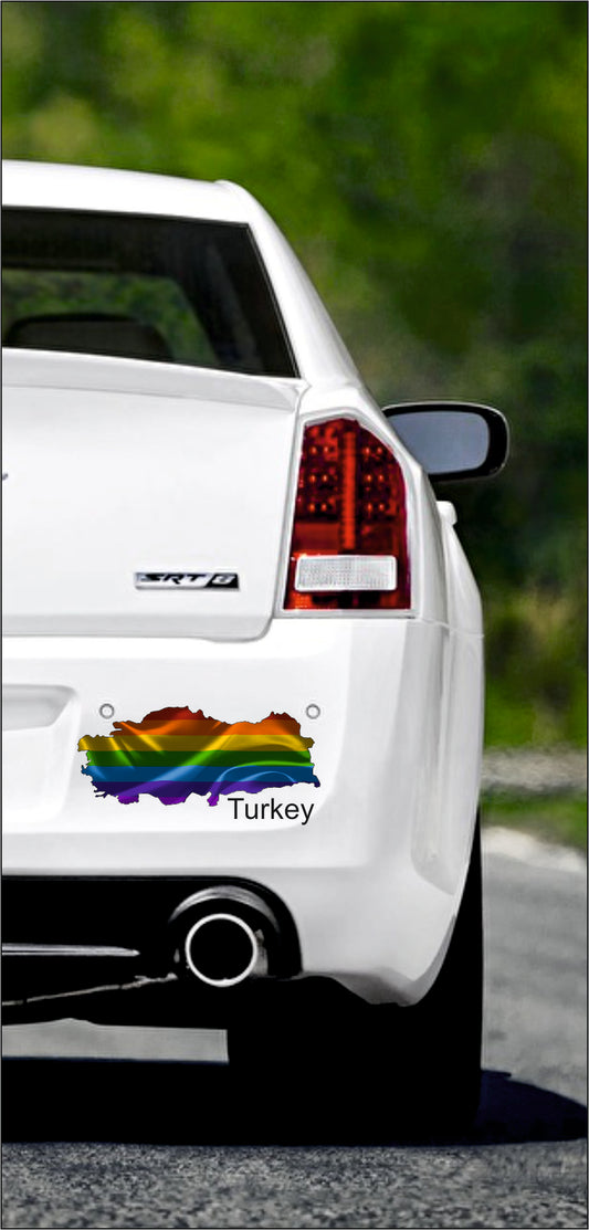Autoaufkleber -  Türkei - Turkey - Regenbogen - glanz - StaatsUmriss