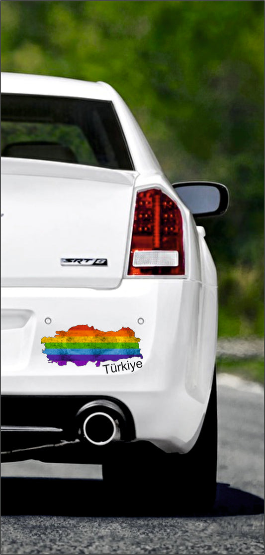 Autoaufkleber -  Türkei - Türkiye - Regenbogen StaatsUmriss