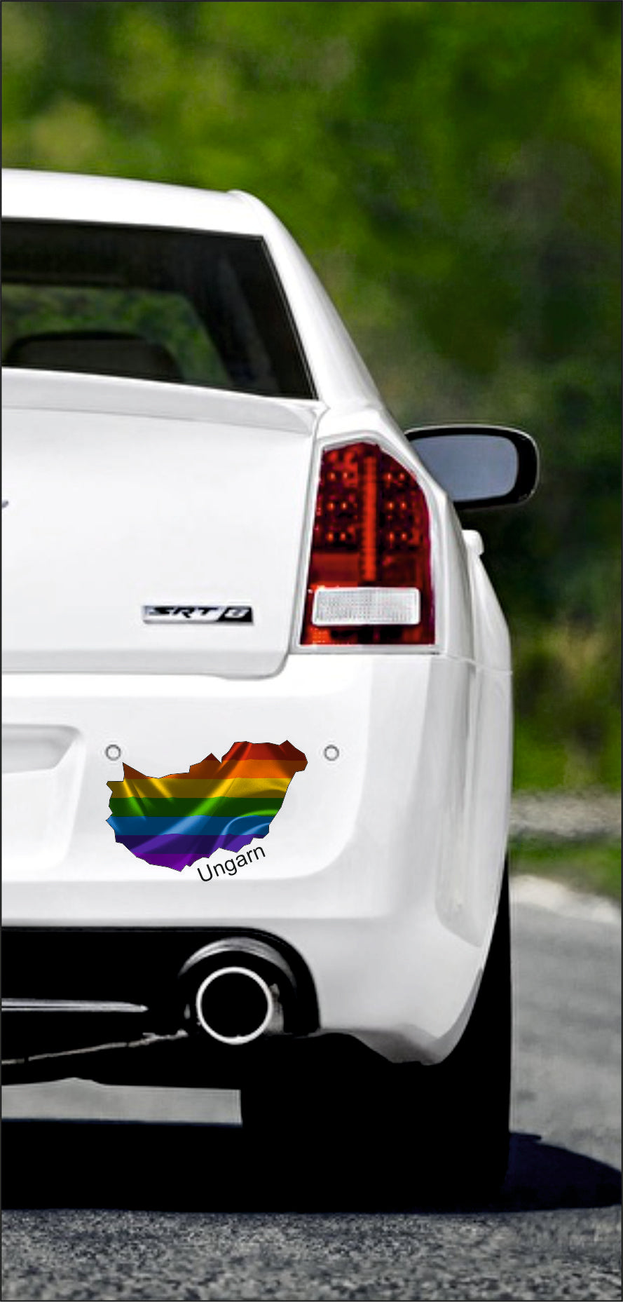 Autoaufkleber -  Ungarn - Magyarország - Regenbogen - glanz - StaatsUmriss