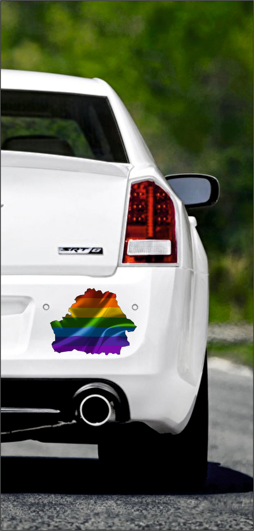 Autoaufkleber -  Weißrussland - Belarus - Regenbogen - glanz - StaatsUmriss