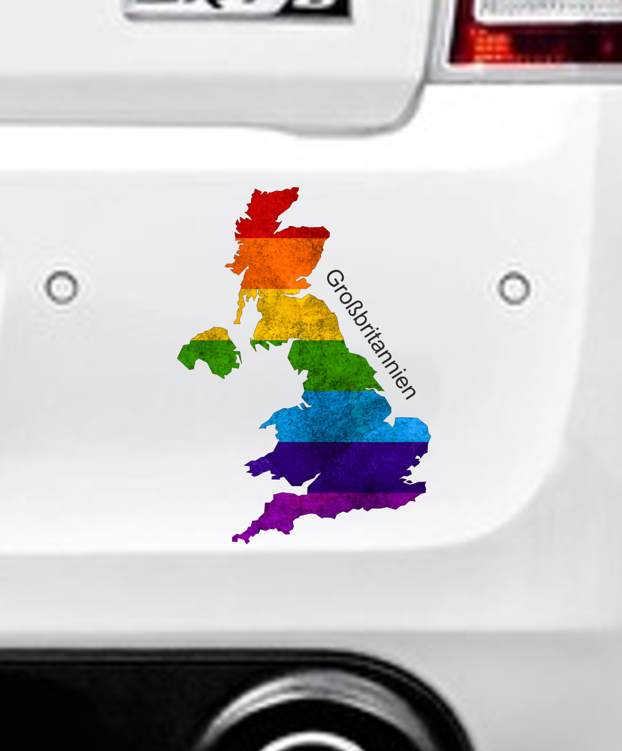 Autoaufkleber -  Großbritannien - Great Britain - Regenbogen - glanz - StaatsUmriss