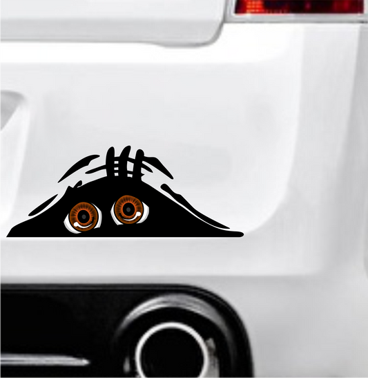 Peeking Monster Aufkleber - Braune Augen