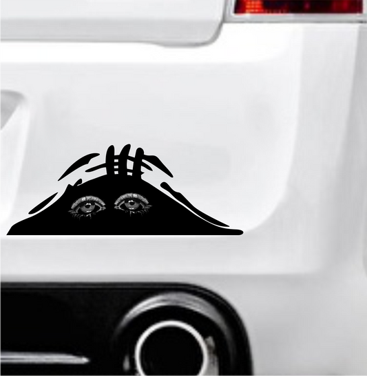 Peeking Monster Aufkleber - Traurige Schwarze Augen