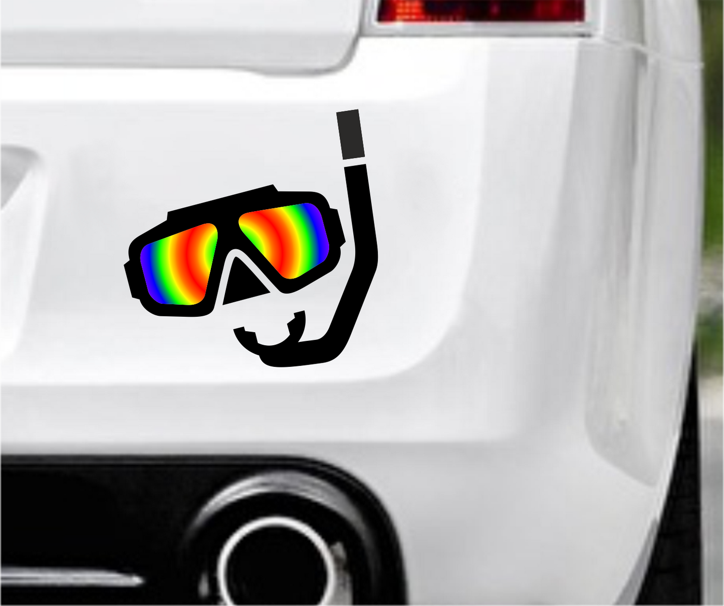 Autoaufkleber - Taucher - Schnorchel - Blau - Rot  - Hobby - Sport - Freizeit