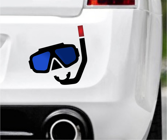 Autoaufkleber - Taucher - Schnorchel - Blau - Rot  - Hobby - Sport - Freizeit