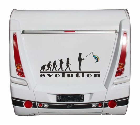 Aufkleber - Reisen - Campen - Camper-Life - Angeln - Regenbogen - Forelle -Evolution