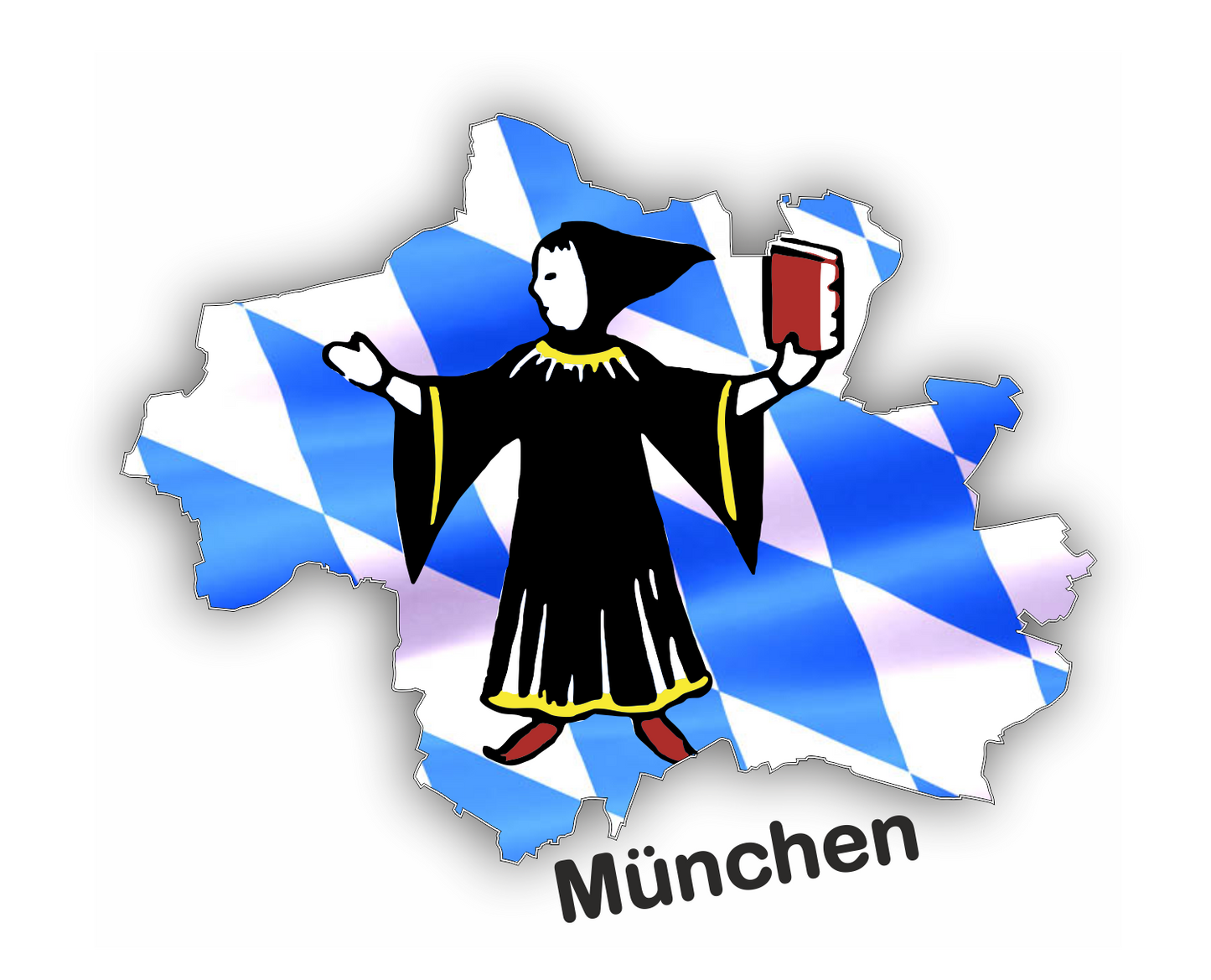 Bayern Aufkleber - Umriss mit Wappen und Mönch