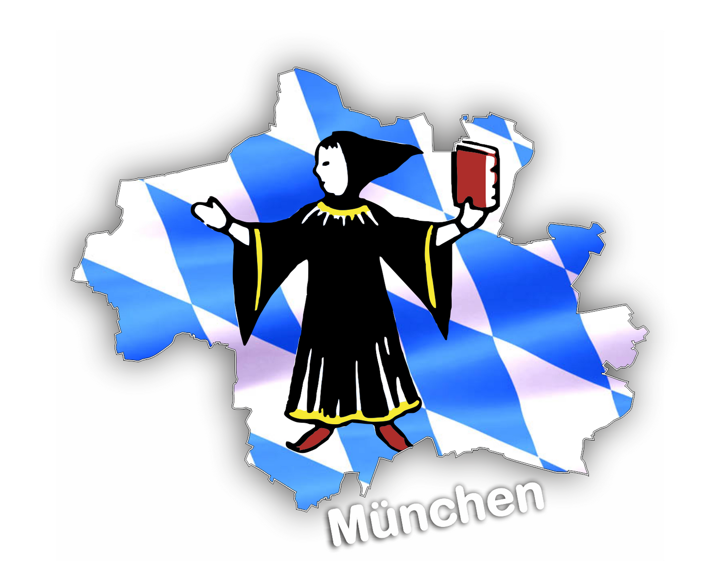 Bayern Aufkleber - Umriss mit Wappen und Mönch