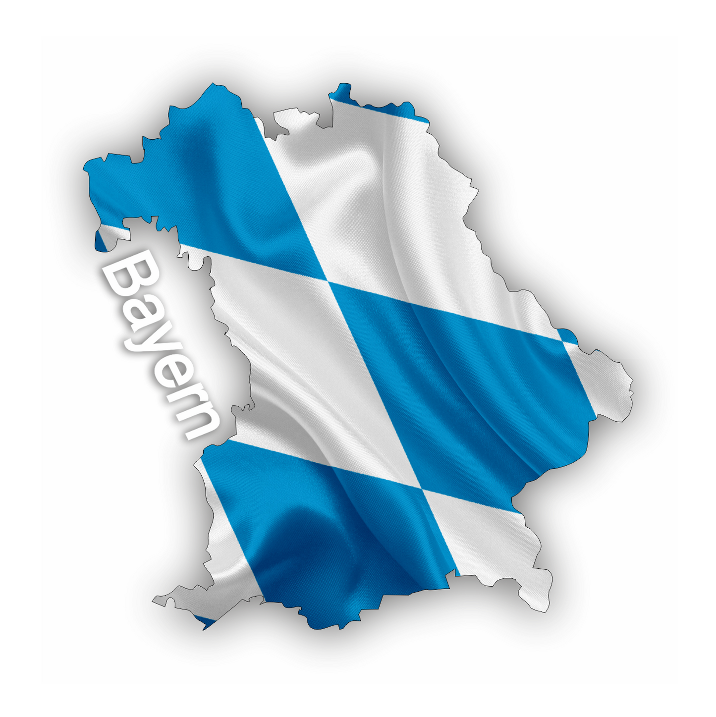 Bayern Aufkleber - Umriss mit Wappen blau-weiß