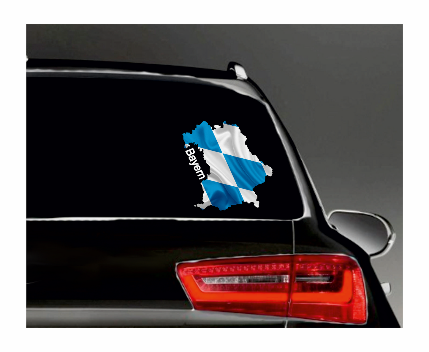Bayern Aufkleber - Umriss mit Wappen blau-weiß
