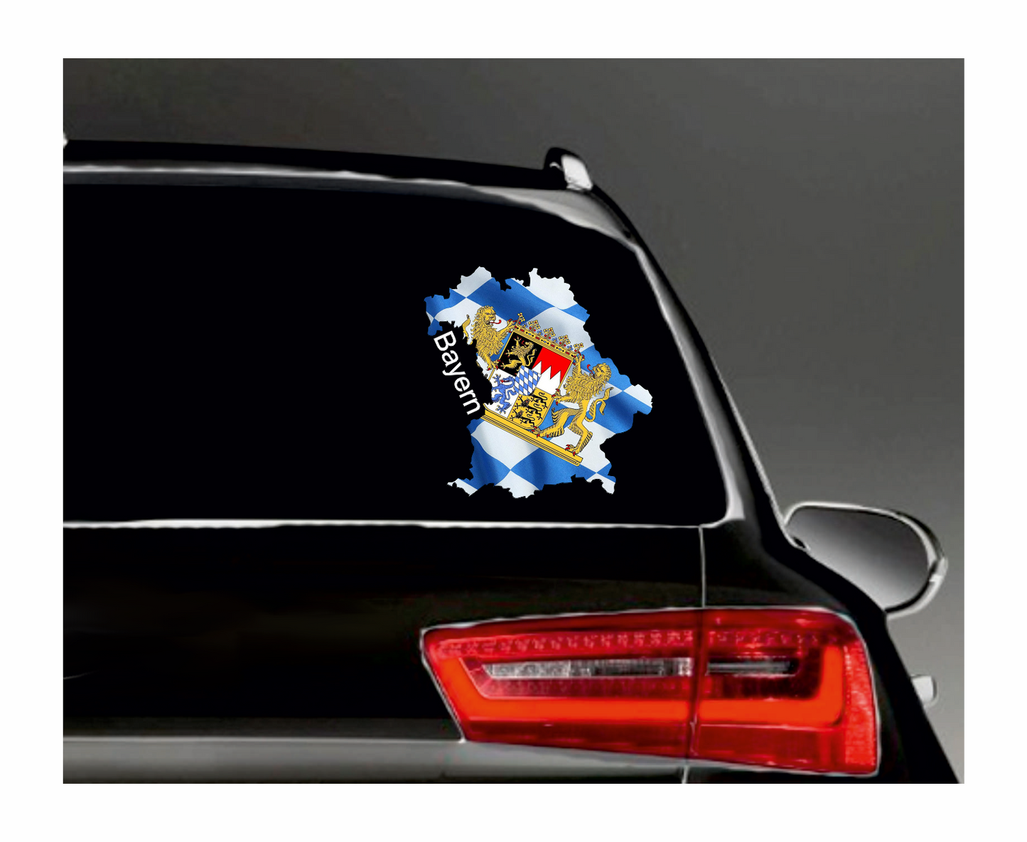 Bayern Aufkleber - Umriss mit Löwen-Wappen blau-weiß