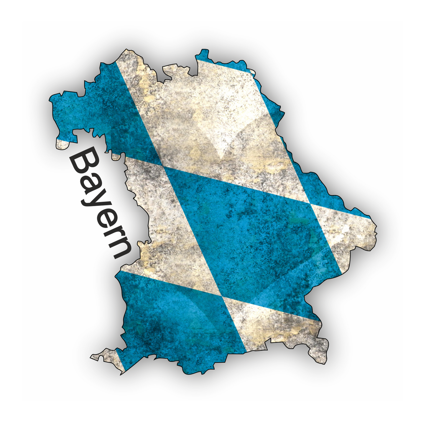 Bayern Aufkleber - Umriss mit Herz blau-weiß