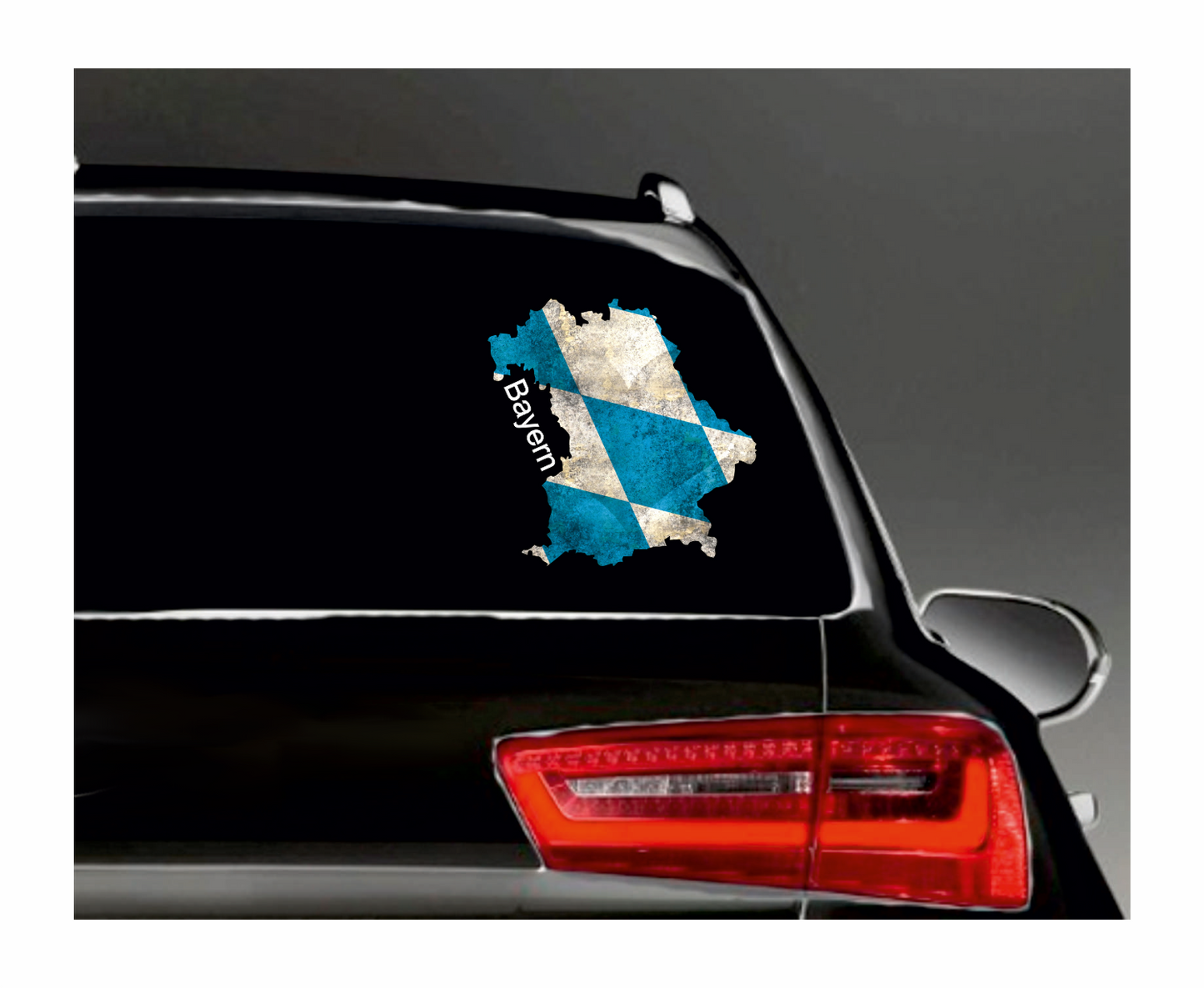 Bayern Aufkleber - Umriss mit Herz blau-weiß