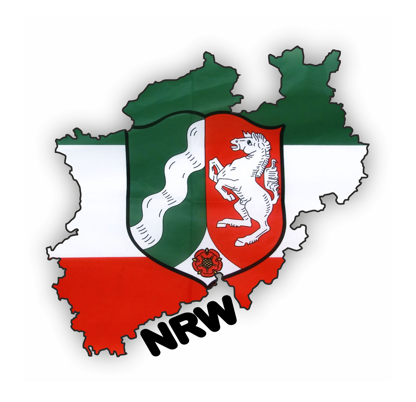 NRW Nordrhein-Westfalen Aufkleber - Umriss mit Wappen
