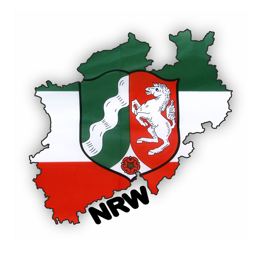 NRW Nordrhein-Westfalen Aufkleber - Umriss mit Wappen
