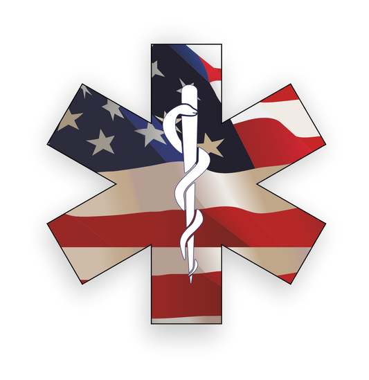Autoaufkleber USA - Amerika - Reisen - Star of Life - EMT - Flagge