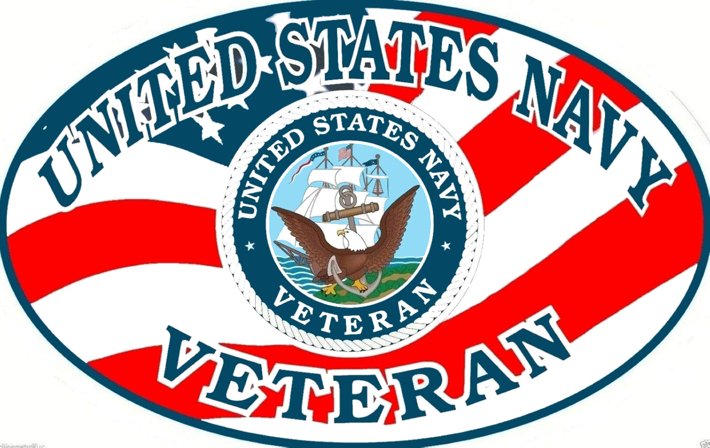 Autoaufkleber USA - Amerika - Reisen - Länder - United States Navy - Veteran - oval - US-Farben