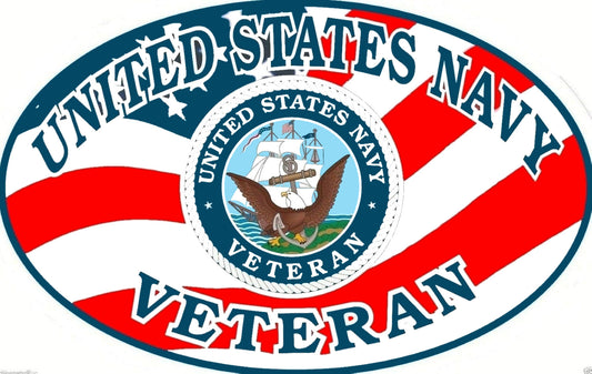 Autoaufkleber USA - Amerika - Reisen - Länder - United States Navy - Veteran - oval - US-Farben